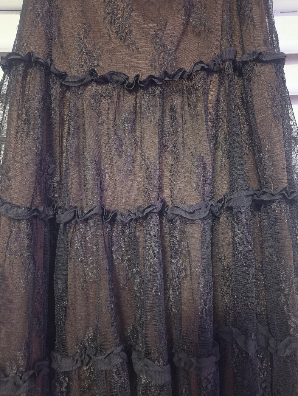 New York & Company Black Tiered Lace A-Line Skirt - Picture 5 of 6